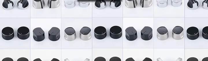 Rows of replacement cooker control knobs
