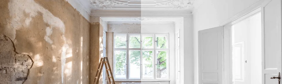 Room renovation shown before and after
