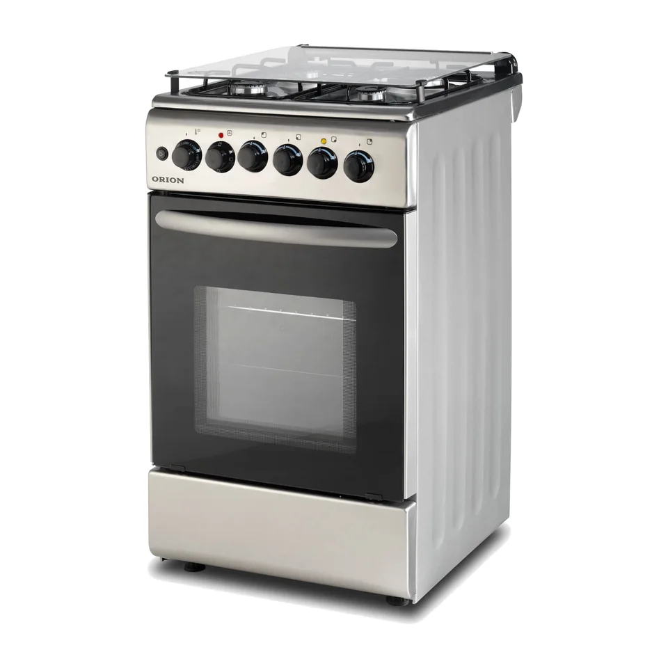 Stainless freestanding four-burner gas cooker with oven